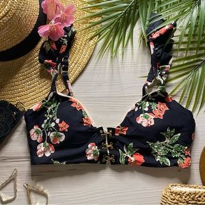 Rapsodia x Maaji •• Beaded Ruffle Floral Bralette Hooked Bikini Top